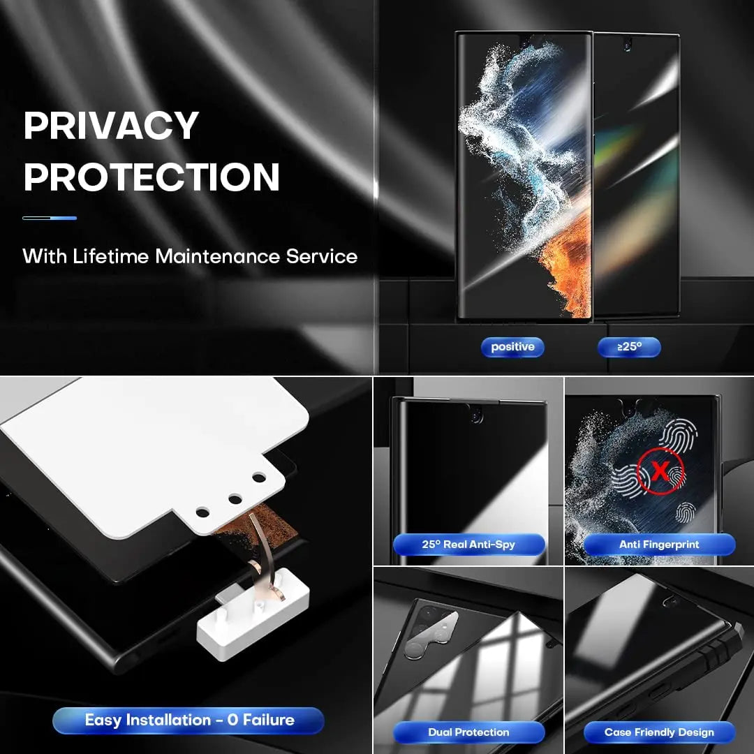 Privacy Screen Protector for Samsung Galaxy S23 Ultra, S23 Plus & S23 – Tempered Glass Anti-Spy Shield, 45-Degree Viewing Angle | Thomler