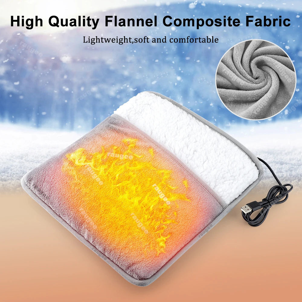 USB Heated Foot Warmer Mat with Soft Flannel Cover – Portable Electric Foot Heating Pad for Cold Weather, Machine Washable | Thomler