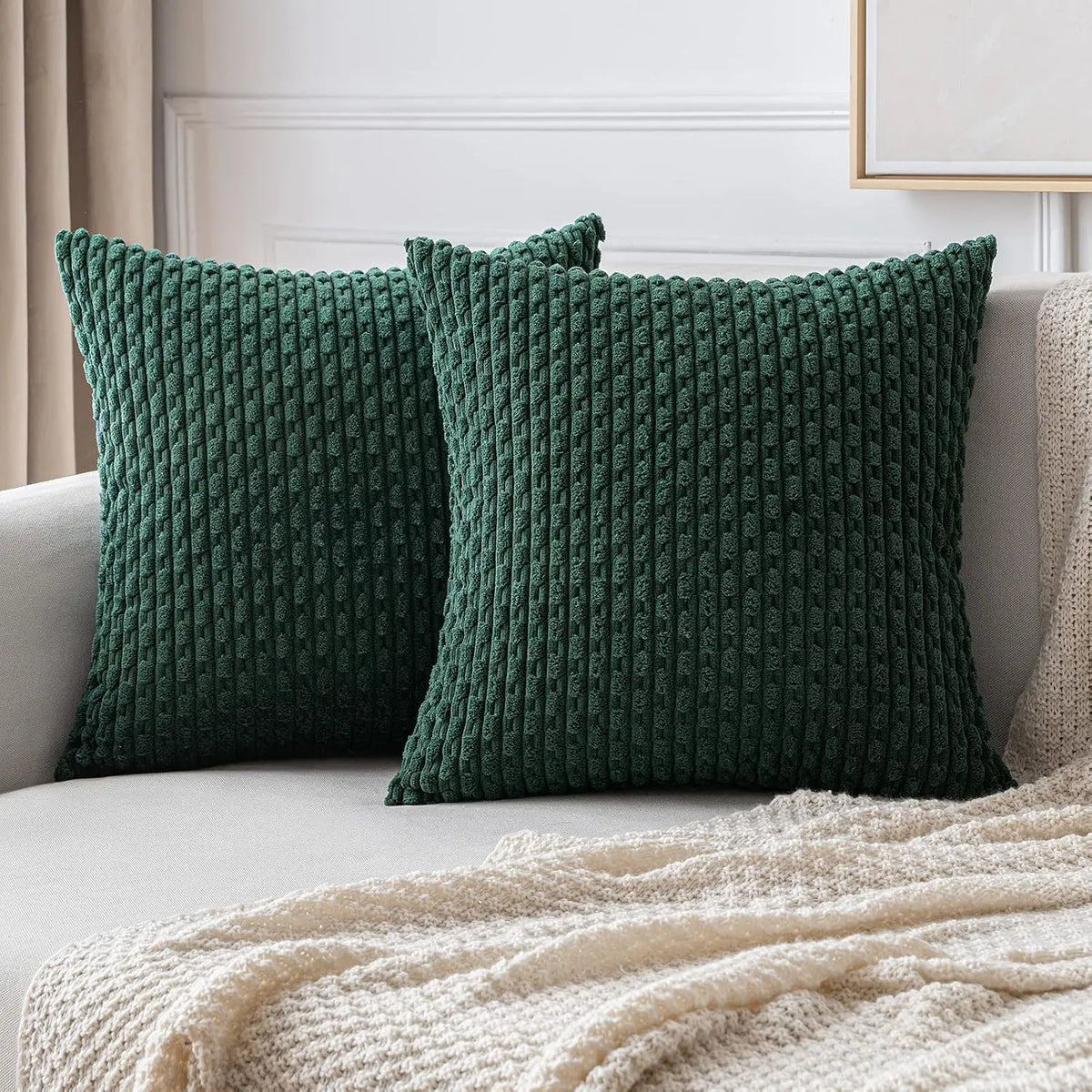Corduroy Pillow Cover Ribbed Texture Decorative Throw Cushion Case Bohemian Striped Design for Couch Sofa Bed Chair Living Room Bedroom | Thomler