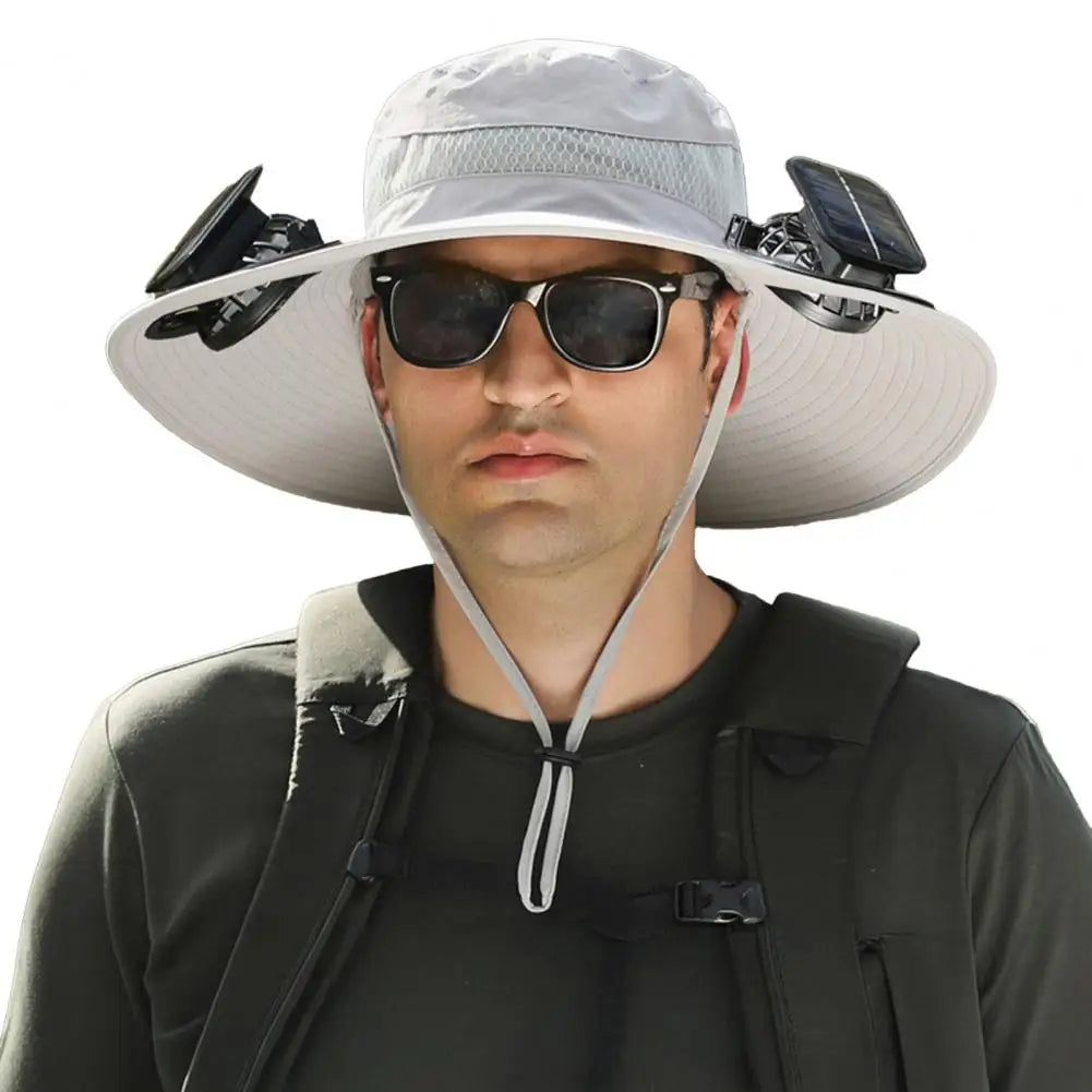 Solar-Powered Fan Hat with Wide Brim for Hiking, Fishing & Outdoor Adventures | Thomler