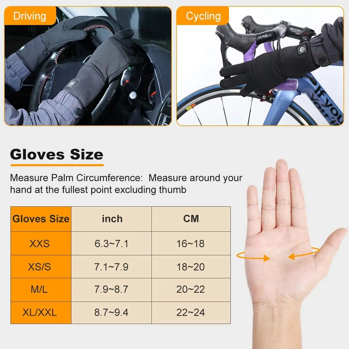 Rechargeable Heated Winter Gloves with Touchscreen Fingertips & Reflective Safety Strips for Cold Weather | Thomler