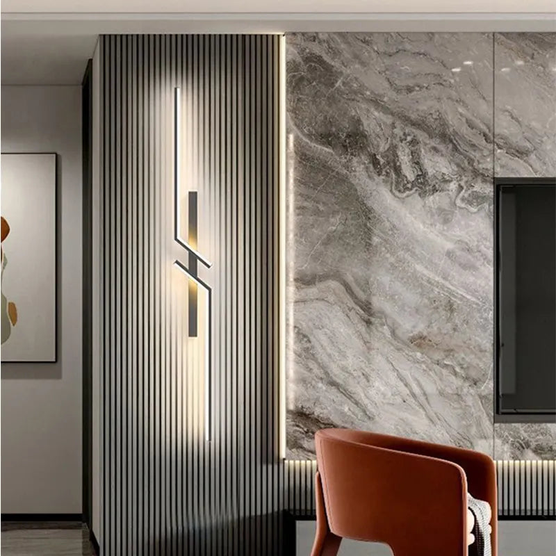 LED Wall Sconce Linear Geometric Accent Light 24-40 in Black Warm Cool Neutral for Bedroom Hallway Contemporary Interior Lighting | Thomler