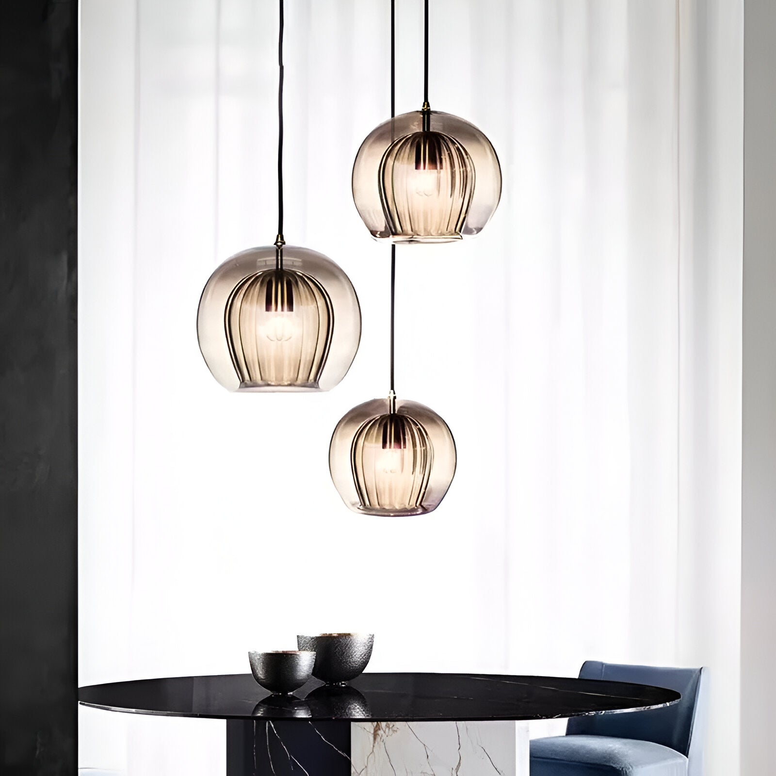 Pendant Light Glass Globe 9.8 in E27 Adjustable Dining Room Kitchen Island Hanging Ceiling Lamp Vintage Modern | Thomler