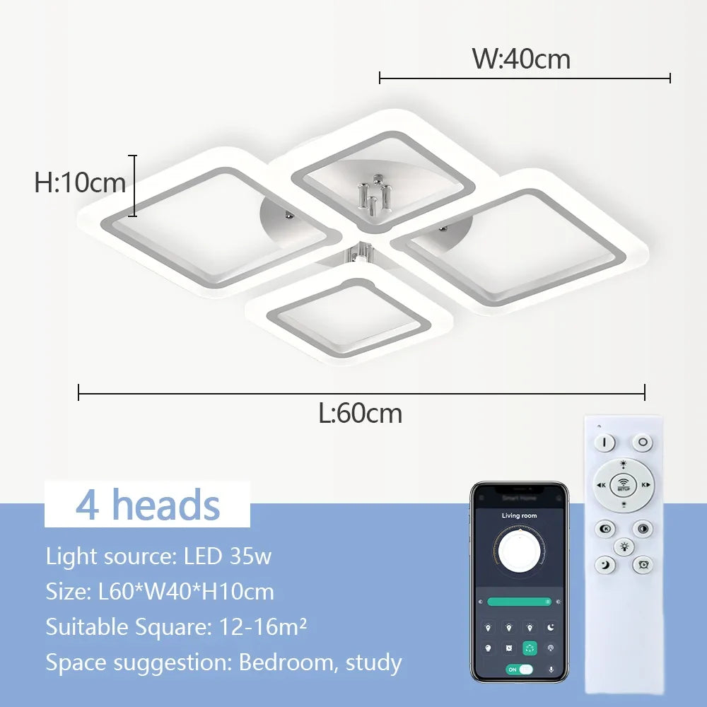 Ceiling Light Aluminium LED 128.0 cm White Dimmable Living Room Bedroom Modern Square Flush Mount Fixture | Thomler