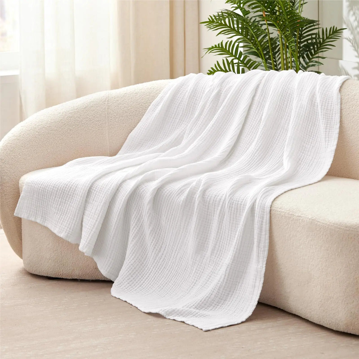 Six-Layer Pure Cotton Muslin Throw Blanket for Bed & Couch – Year-Round Comfort for Sensitive Skin | Thomler