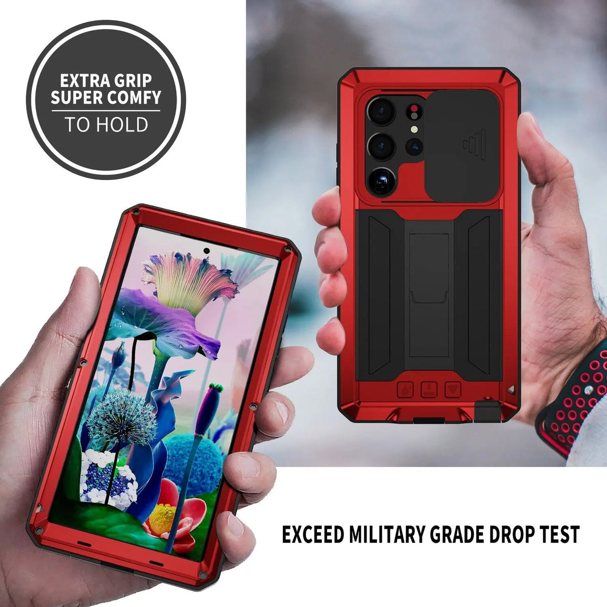 Heavy-Duty Samsung Galaxy S23 Armor Case with Built-In Screen Shield & Kickstand for Hands-Free Use | Thomler