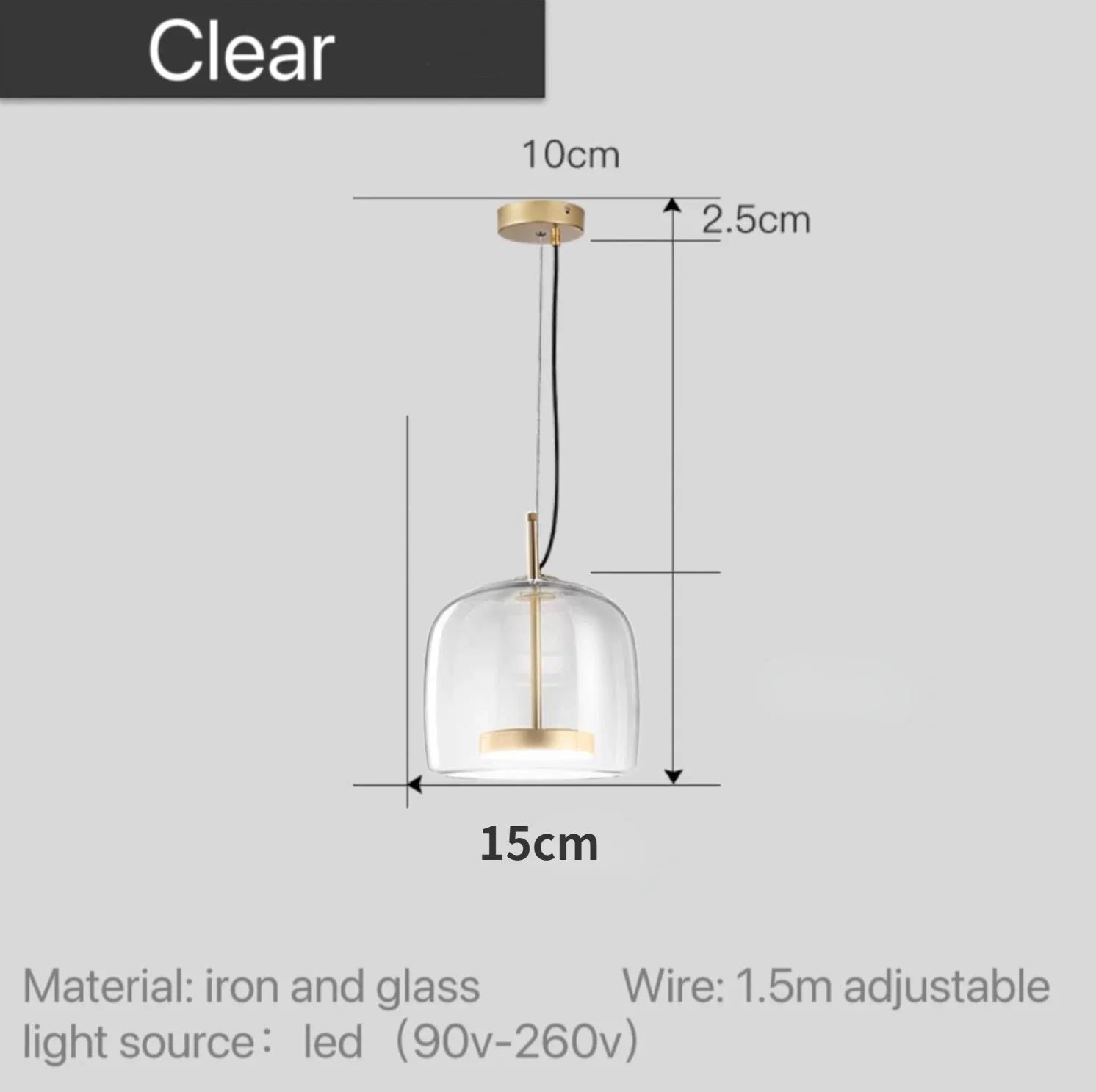 Glass Globe Hanging Fixture Adjustable Ceiling Light for Kitchen Island Dining Room Living Space | Amber Clear Gray in 6 10 or 14 Inch Diame | Thomler