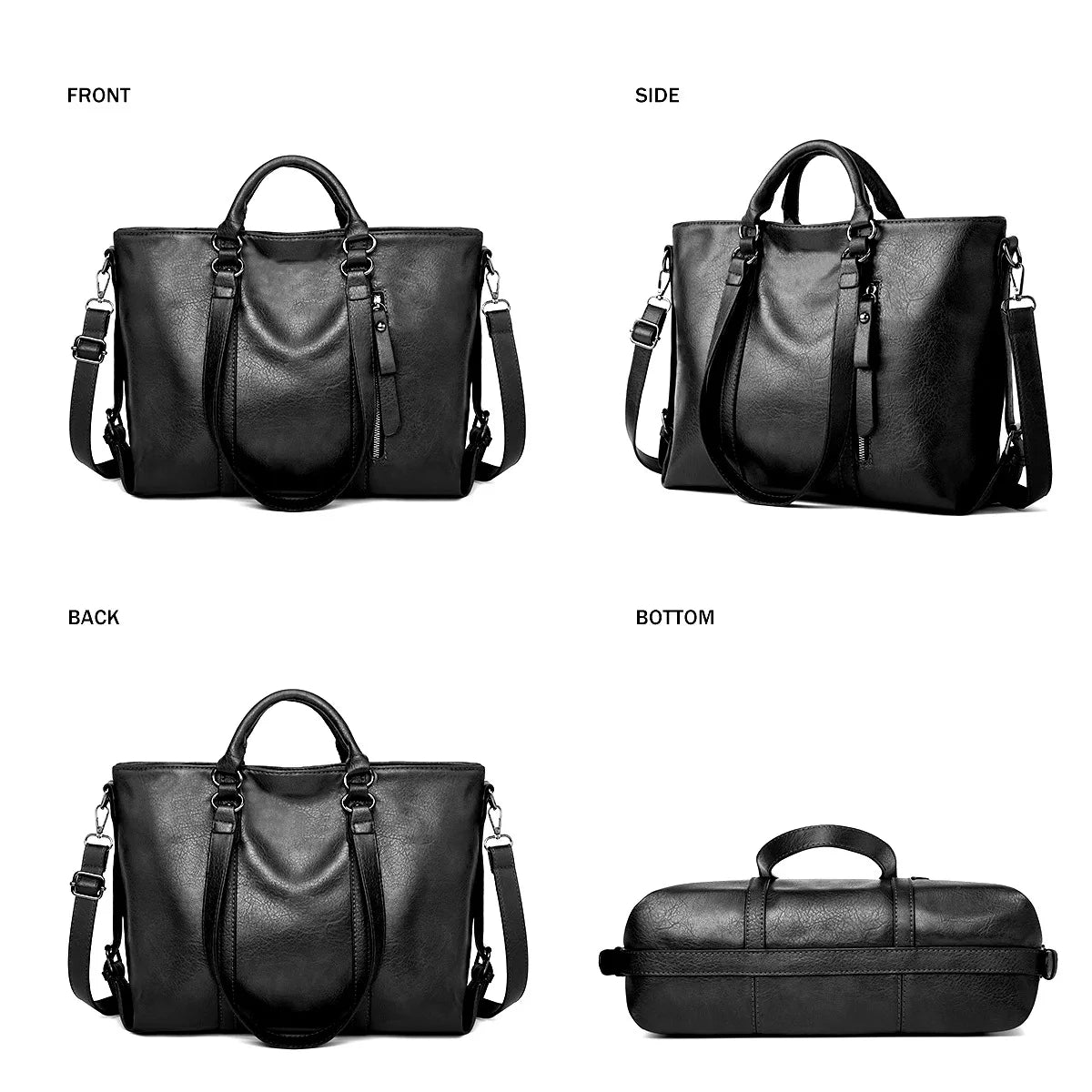 Spacious Leather Shoulder Bag for Women – Everyday Tote with Adjustable Strap & Interior Pockets for Work, Travel & Shopping | Thomler