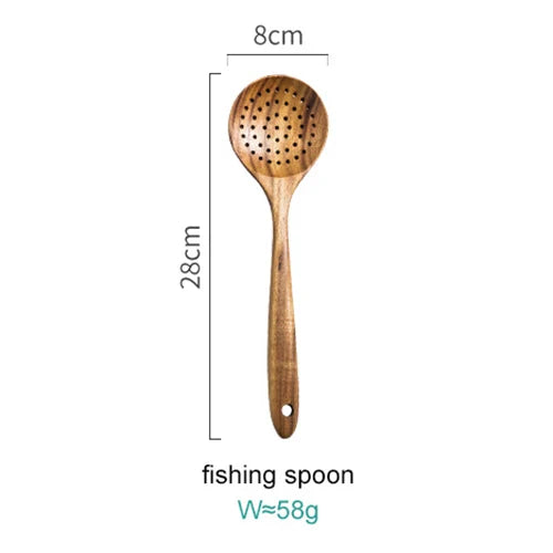 Cooking Utensil Set Acacia Wood 8-Piece Kitchen 12 in Premium Culinary Tools | Thomler