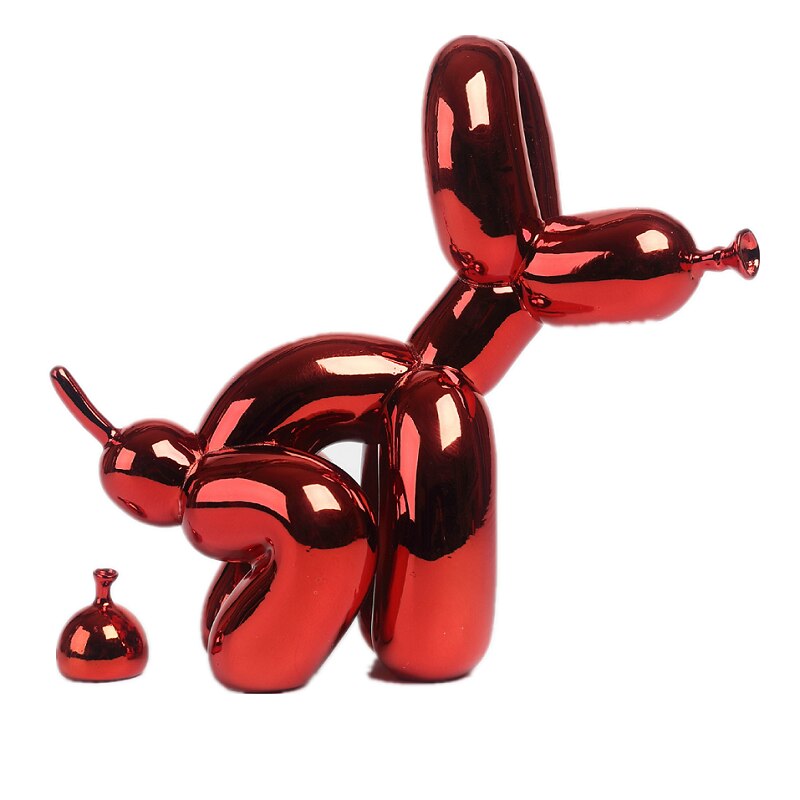 Metallic Resin Balloon Dog Sculpture for Shelf, Mantel & Tabletop Display in Modern Contemporary Living Rooms | Thomler