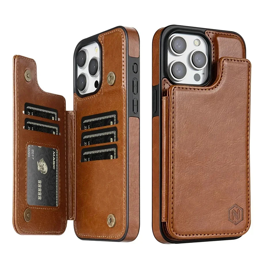 Folio Wallet Case with RFID Protection & Magnetic Closure for iPhone 16 Pro Max, 15 Plus, 14, 13, 12, 11, SE, XR, XS, 8, 7 | Thomler