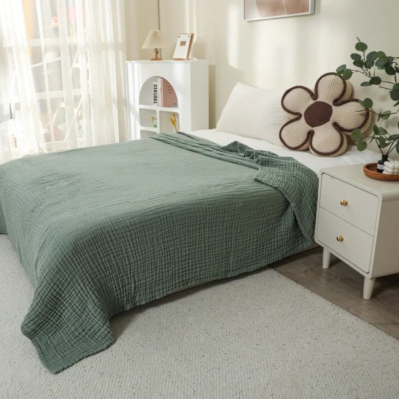Soft Muslin Blanket 100% Cotton 6-Layer Breathable Throw for Couch Bed Travel Lightweight All Season Comfort Blanket Foldable | Thomler