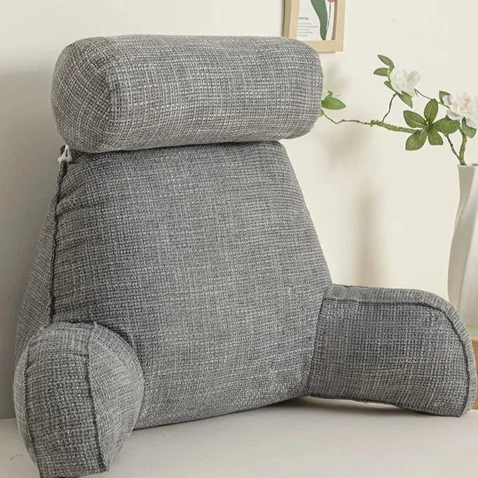 Adjustable Backrest Cushion with Movable Headrest & Side Pocket for Bed or Couch | Thomler