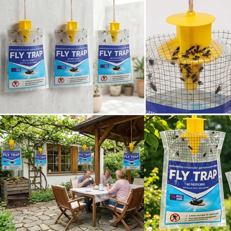 Outdoor Fly Trap with Water-Activated Attractant – Disposable Hanging Design for Yard & Patio | Thomler