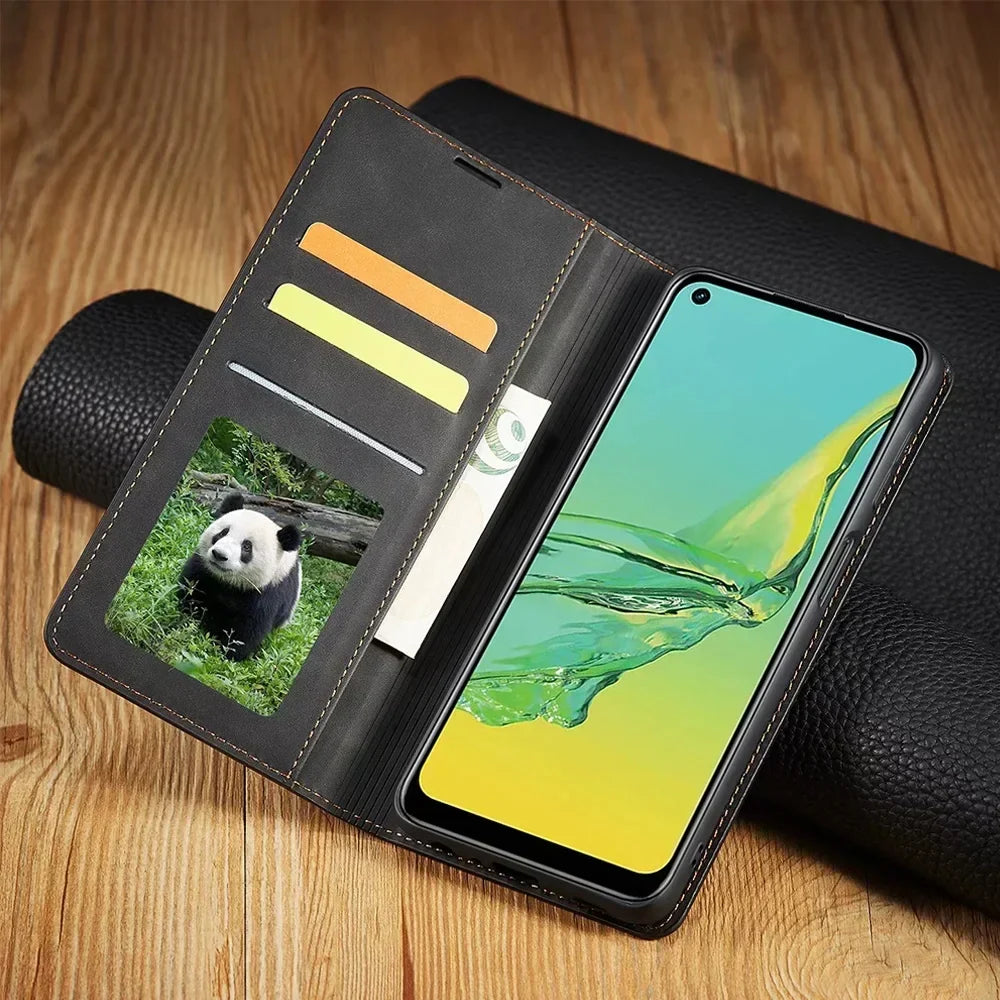 Magnetic Leather Phone Case Folio Wallet Cover with Kickstand for Samsung Galaxy Phones | Thomler