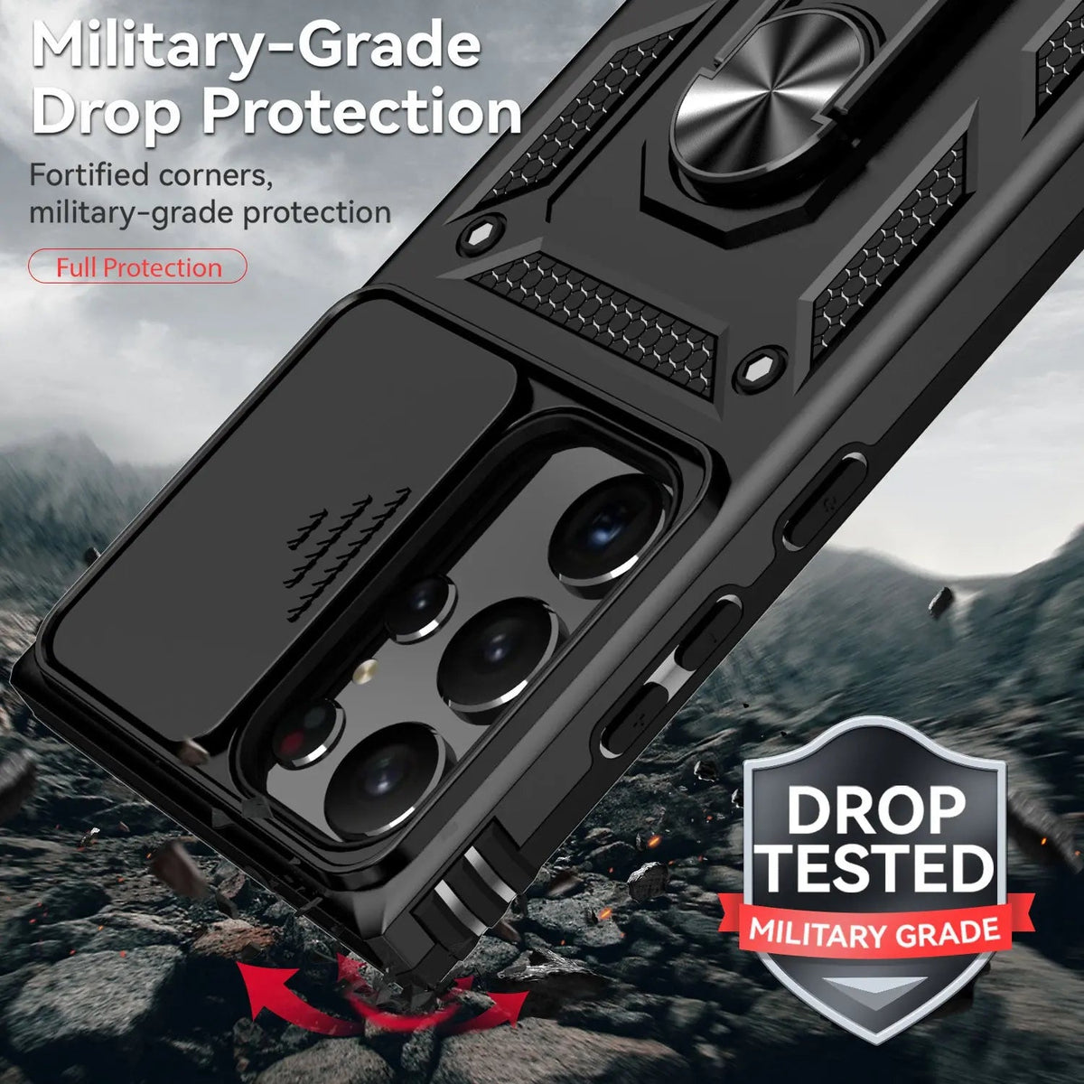 Protective Stand Case with Lens Guard for Samsung Galaxy S23 Series – Hands-Free Viewing & Drop Protection | Thomler