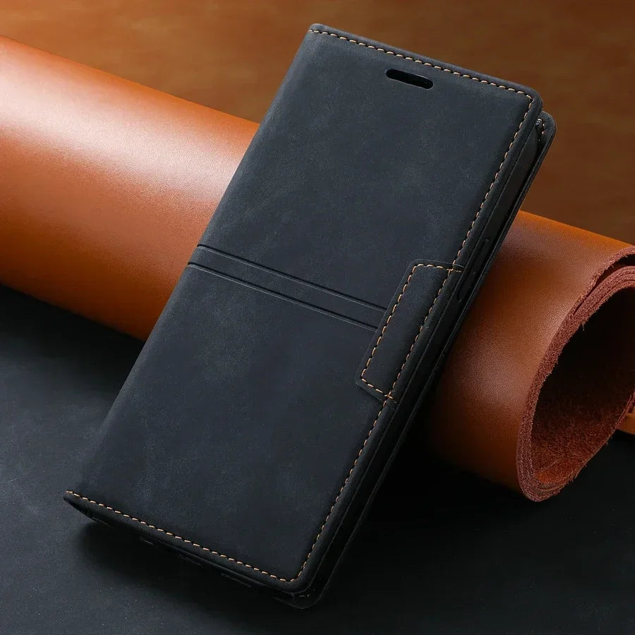 Leather Flip Wallet Case for Google Pixel | Magnetic Folio Phone Cover with Card Slots & Kickstand | Thomler