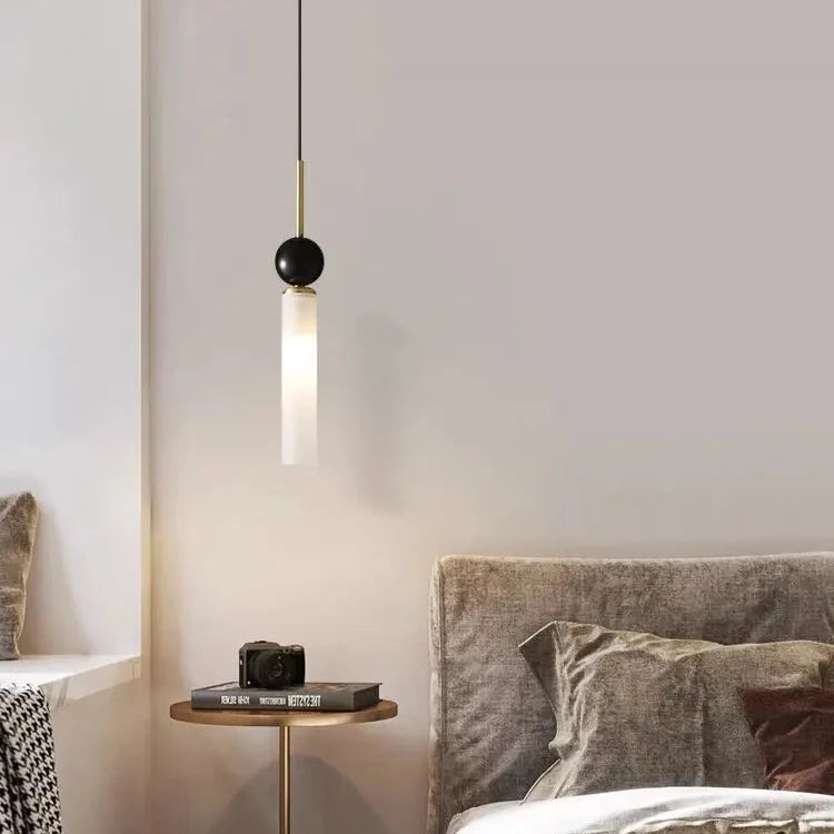 Natural Stone Column Pendant Light – LED Tubular Ceiling Fixture with Adjustable Cord for Kitchen Island & Dining Room | Thomler