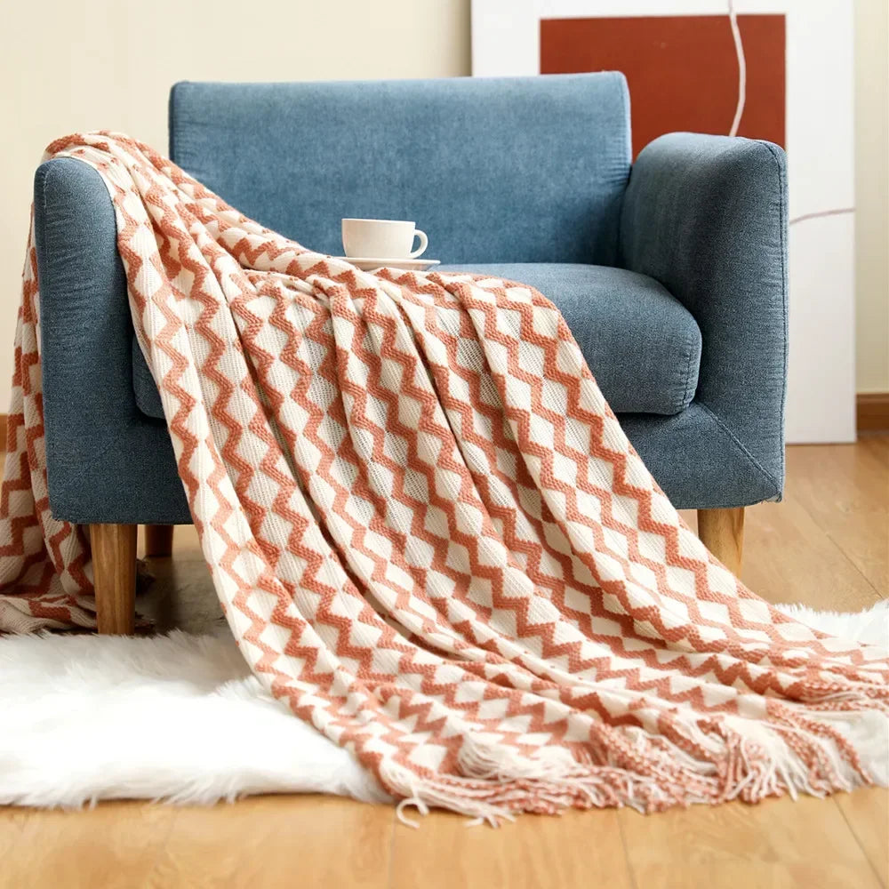 Chunky Knit Throw Blanket – Cozy Acrylic Sofa & Bed Cover for Living Room & Bedroom | Thomler