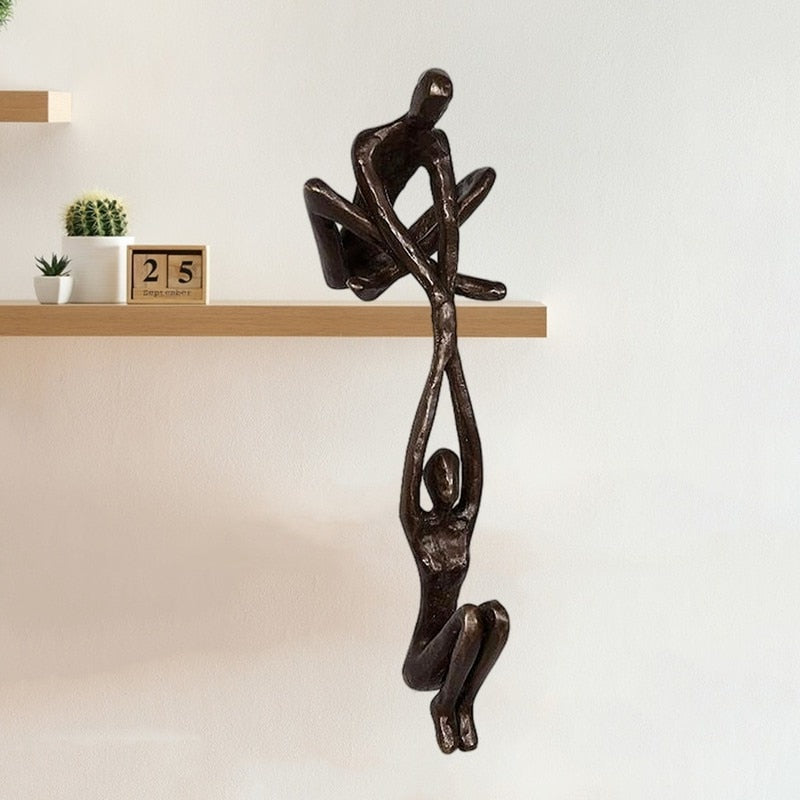 Decorative Sculpture Polystone 20.3 cm Black Living Room Shelf Abstract Art Ornament | Thomler