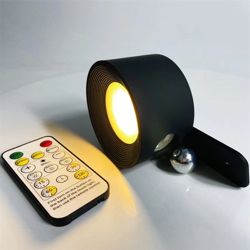 Cordless Rechargeable LED Wall Light with Remote Control | Adjustable Rotating Magnetic Sconce for Bedroom Living Room Hallway | Touch Dimmi | Thomler