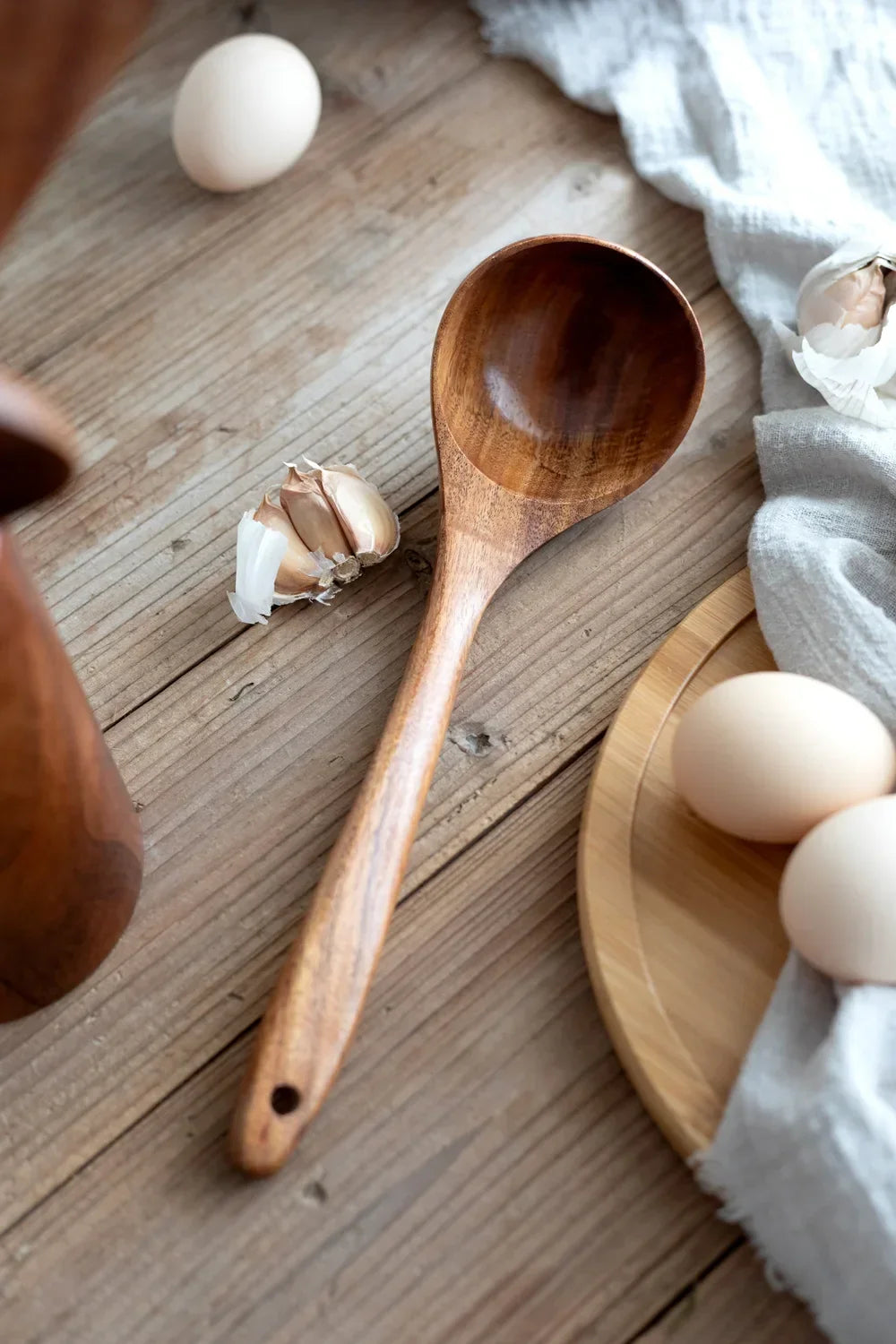 Natural Teak Wood Cooking Utensil Set for Kitchen & Dining | Eco-Friendly Solid Hardwood Spatula Spoon Tool Collection | Heat-Resistant | Thomler
