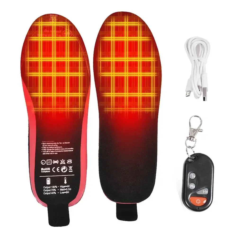Rechargeable Heated Insoles with Remote Control | 3 Temperature Settings | Trimmable Electric Foot Warmers for Winter Outdoor Activities & | Thomler