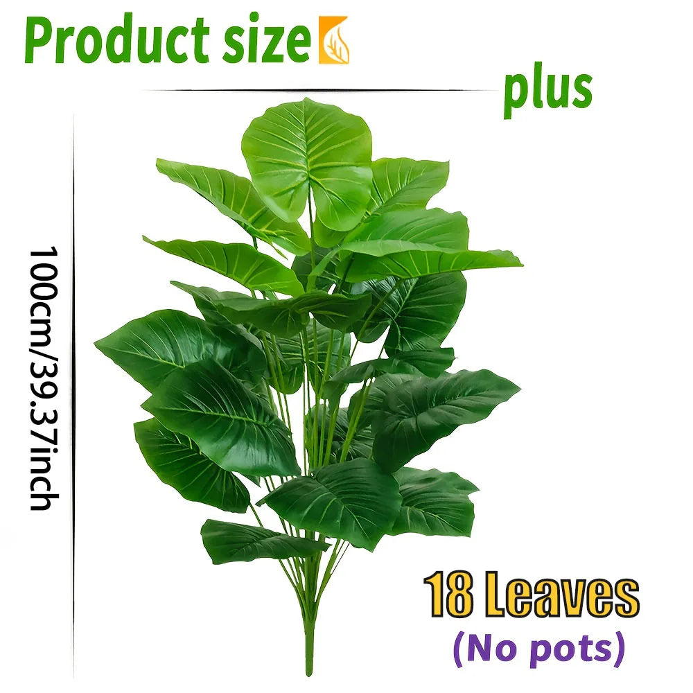 Artificial Plant Plastic 100.0 cm Green Indoor Outdoor Taro Palm Floor Decor Broad Leaf Tropical Display | Thomler