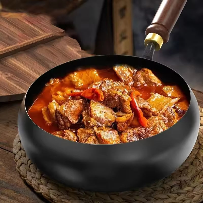 Wok Pan Cast Iron 30.0 cm Heavy-Duty Cooking For Stir-Fry Sauté Simmer | Thomler