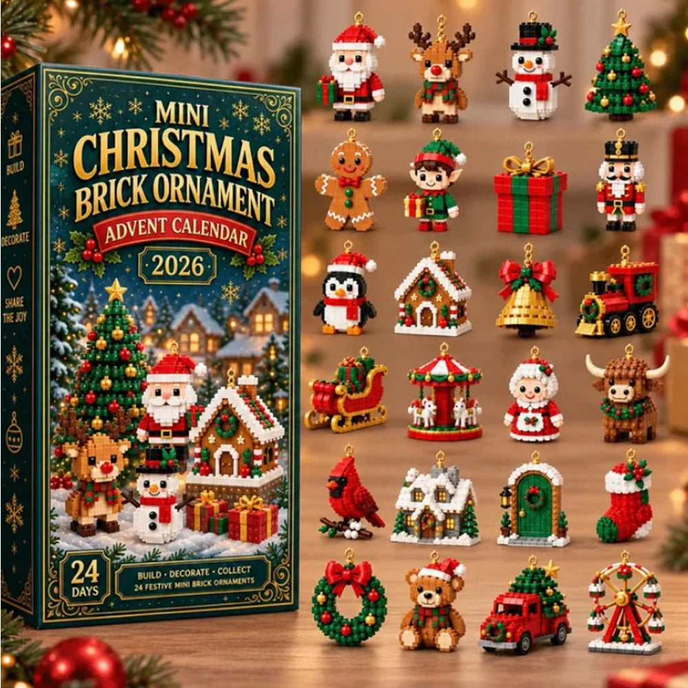 2026 Kerst 24-dagen Mini Bakstenen Ornament Adventskalender Verrassingdoos Nieuwjaarsvakantie Decoratieve Hanger Cadeau