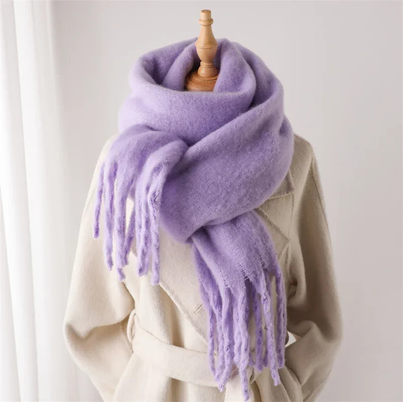 Oversized Pashmina Wrap with Fringe Detail for Women – Plush Viscose Blend Cold Weather Accessory | Thomler