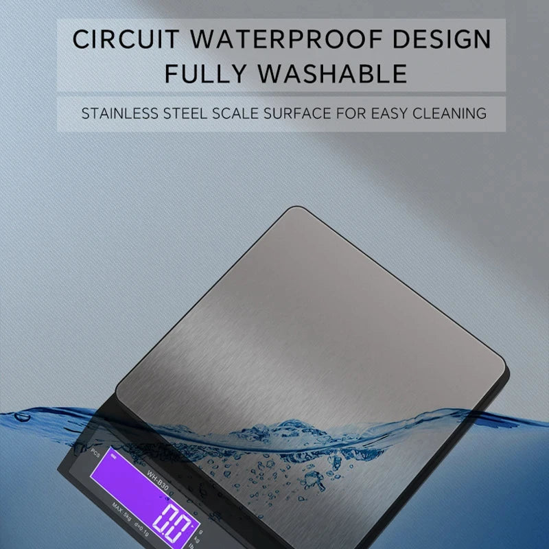 Waterproof Digital Food Scale – 11 lb / 1 oz or 22 lb / 0.04 oz Capacity, Rechargeable LCD Kitchen Scale for Meal Prep, Baking, Portion | Thomler