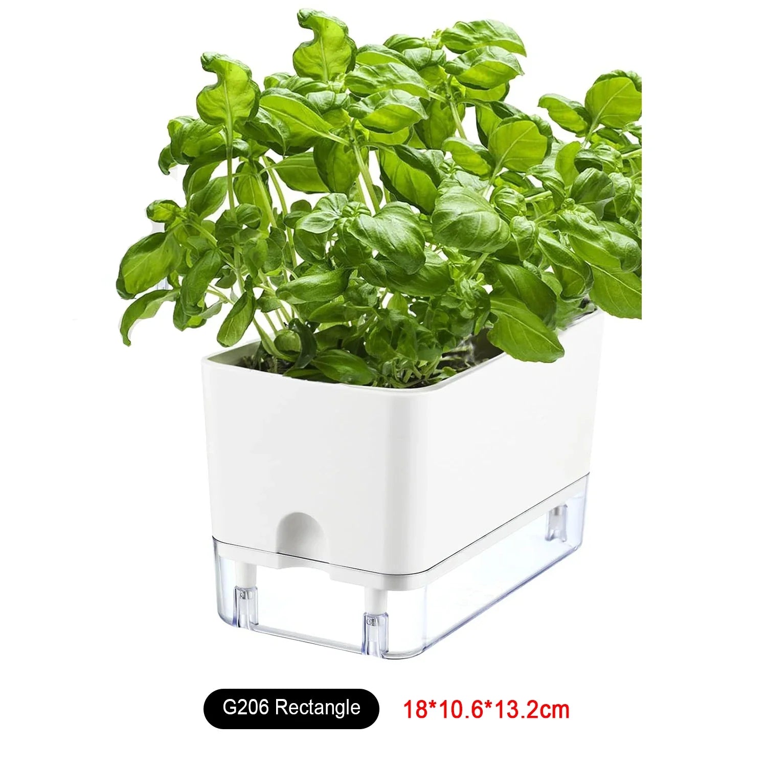 Flower Pot Self Watering PP AS Plastic 25.0 cm White Indoor Herb Planter Hydroponic Windowsill Office Container | Thomler