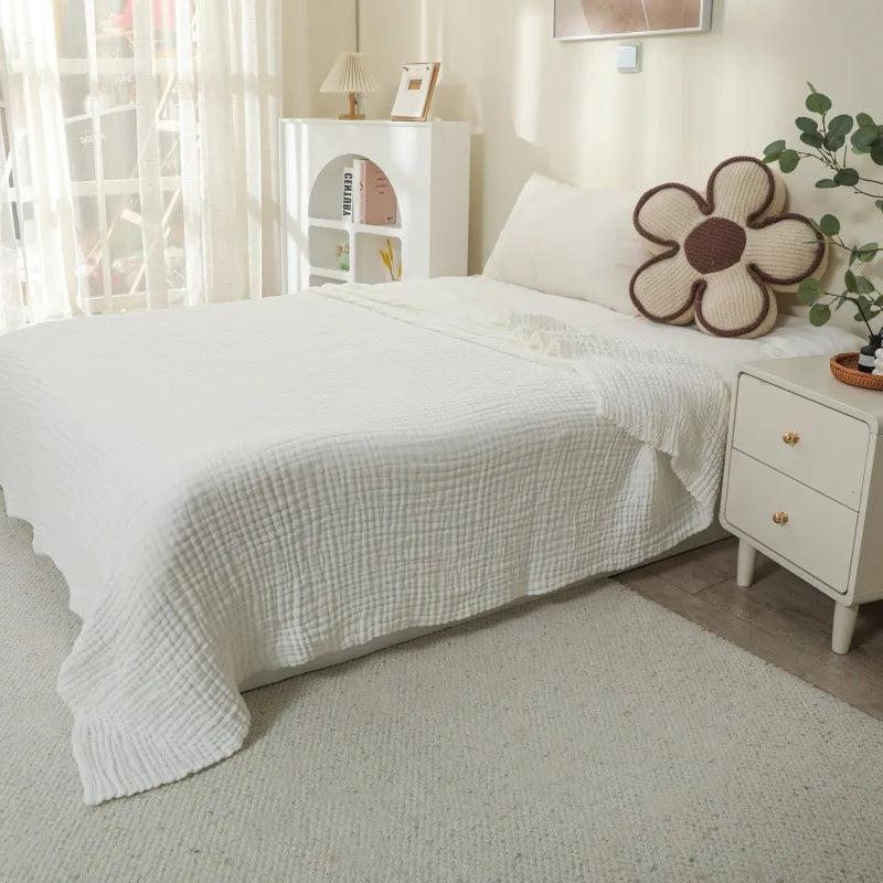 Soft Muslin Blanket 100% Cotton 6-Layer Breathable Throw for Couch Bed Travel Lightweight All Season Comfort Blanket Foldable | Thomler
