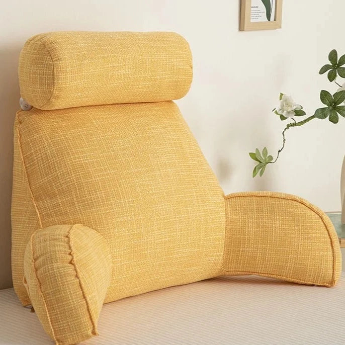 Adjustable Backrest Cushion with Movable Headrest & Side Pocket for Bed or Couch | Thomler