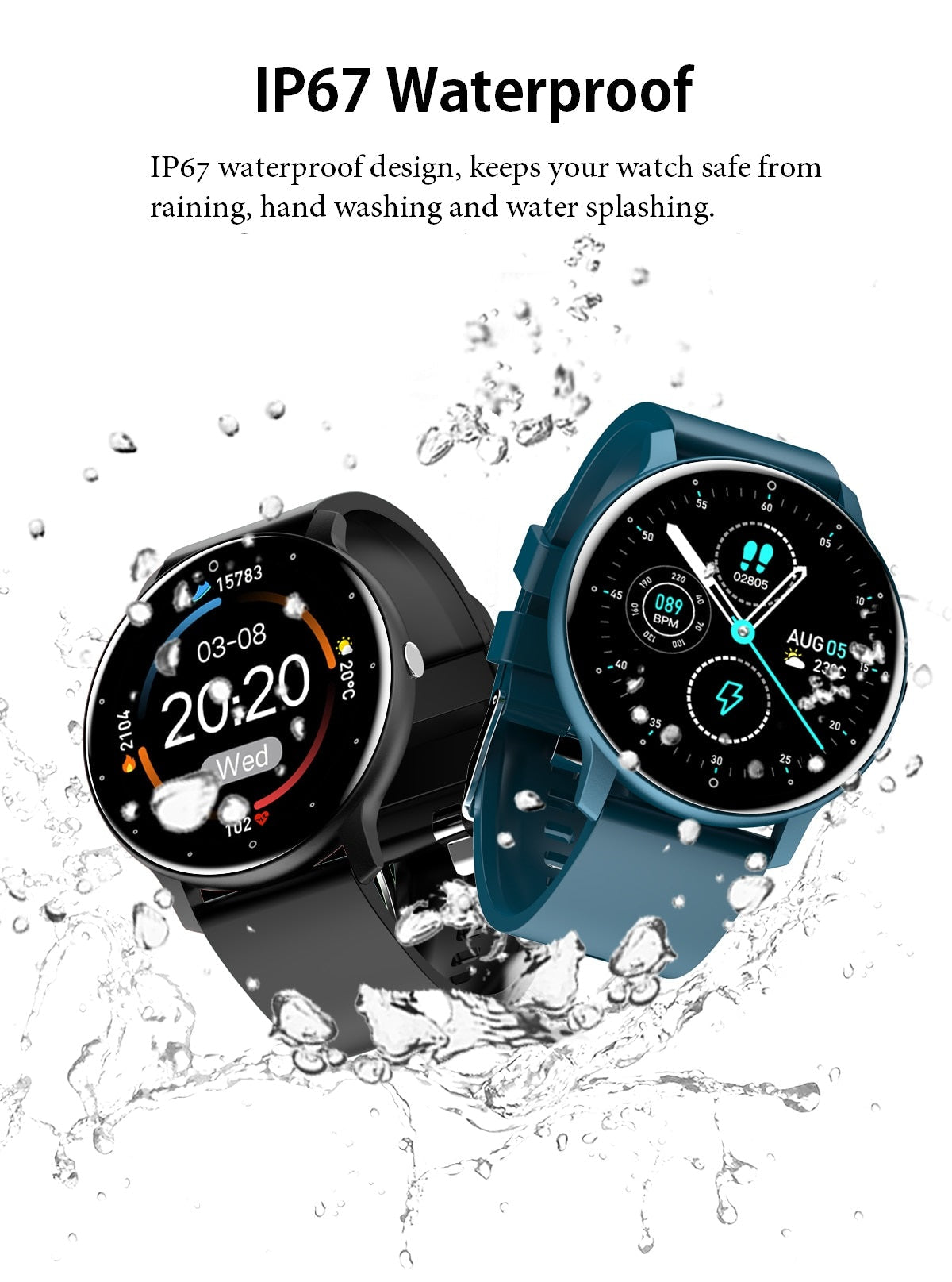 Ultra-Slim Fitness Tracker Smartwatch with Heart Rate Monitor, Sleep Tracking & IP67 Water Resistance for iPhone & Android – Full Touch | Thomler