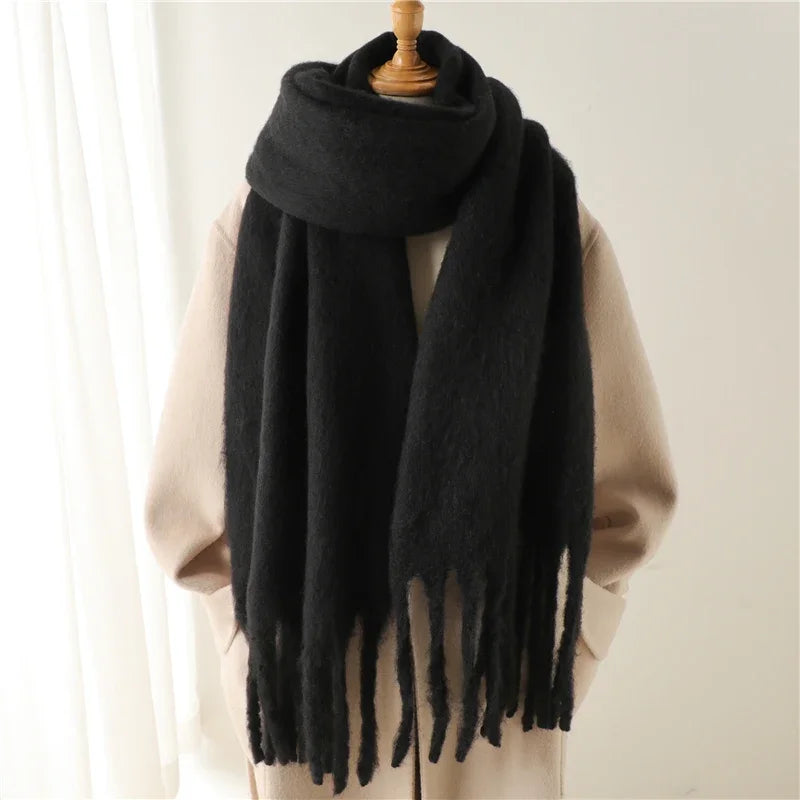 Oversized Pashmina Wrap with Fringe Detail for Women – Plush Viscose Blend Cold Weather Accessory | Thomler