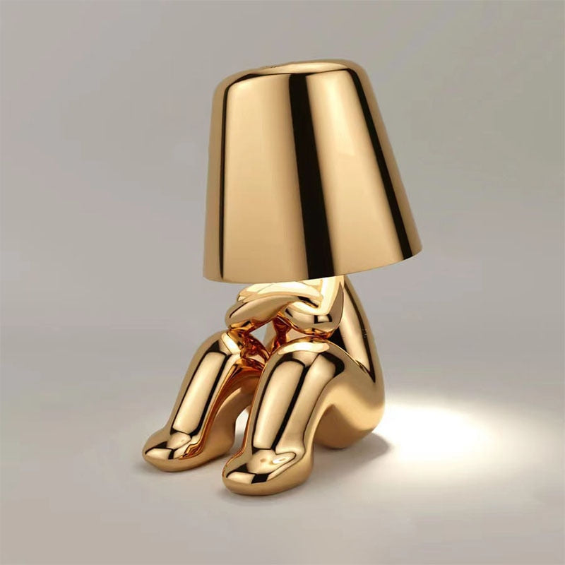 Table Lamp ABS Plastic USB Rechargeable Warm LED Gold Bedroom Bedside Touch Dimmable Sculptural Mood Light | Thomler