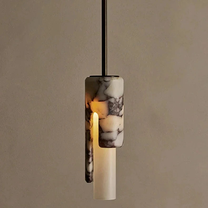 Cylindrical Stone Pendant – Natural Marble Column Fixture for Kitchen Island & Dining Room | Thomler