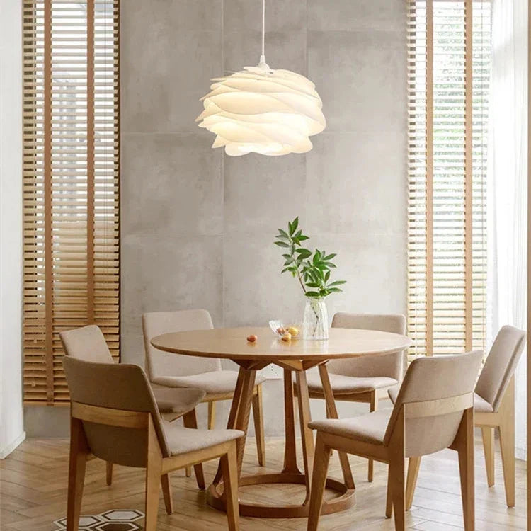 Sculptural Floral Ceiling Fixture with Tiered Petal Diffuser for Dining & Living Room – Adjustable Hardwire Pendant | Thomler