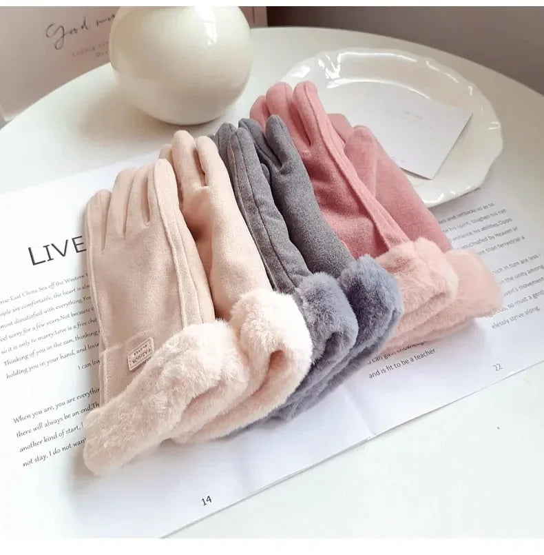 Touchscreen Winter Gloves for Women – Soft Suede Feel, Opera Length, Warm Cotton Lining | Thomler