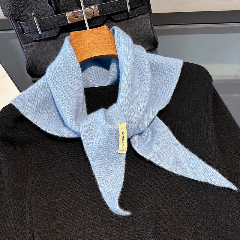Pure Wool Triangle Scarf for Women – Oversized Warm Wrap Shawl in Solid Colors for Fall & Winter | Thomler