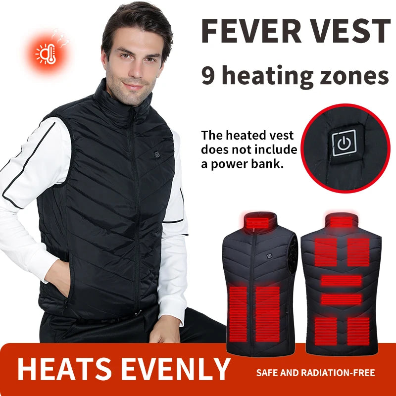Electric Thermal Gilet for Men — 9 Heating Panels, Battery-Operated Insulated Layer, Outdoor & Everyday Wear | Thomler