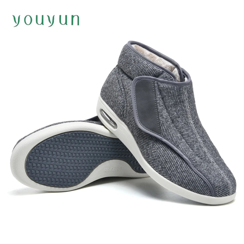 Extra Wide Adjustable Ankle Boots for Seniors – Plush Lined Non-Slip Winter Footwear for Swollen Feet & Diabetic Care | Thomler