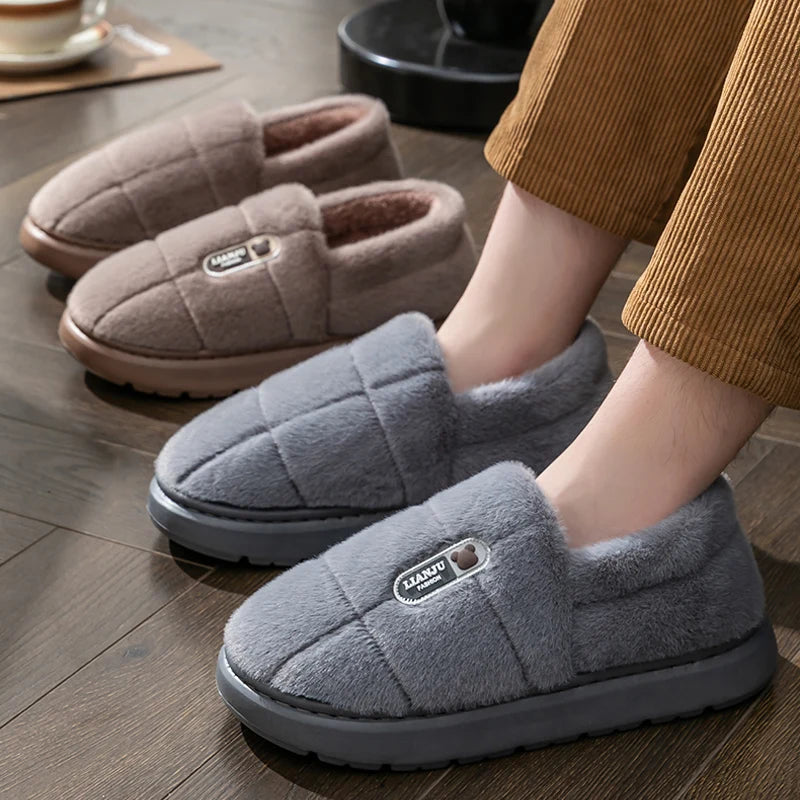 Fleece-Lined Indoor Slippers for Men & Women – Slip-Resistant Cotton House Shoes with Cushioned Insole, Extended Sizes Available | Thomler