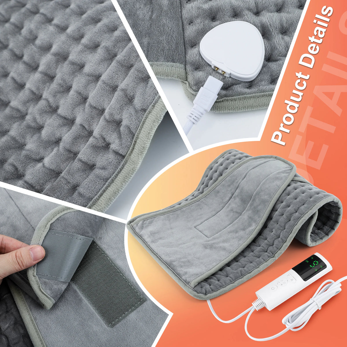 Micro-Plush Heated Body Wrap with Adjustable Timer & Temperature Control for Back, Waist & Legs | Thomler