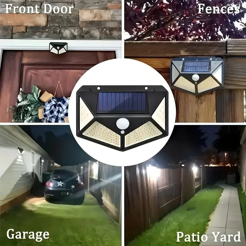 Motion-Activated Solar Security Light with 100 LEDs for Outdoor Walls | Thomler