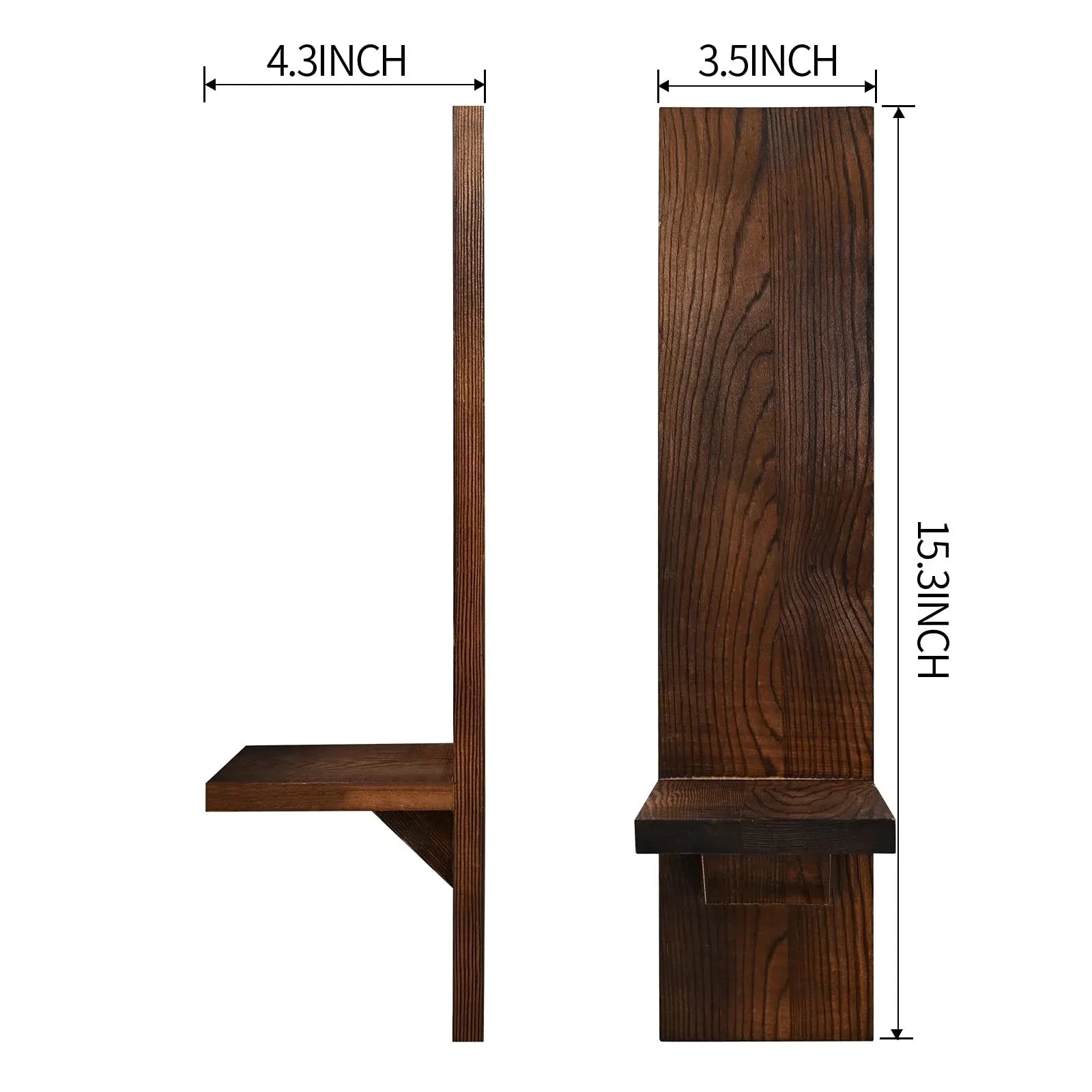 Wall Candle Holder Wood 38.0 cm Rustic Brown Indoor Outdoor Farmhouse Decor Set Of 2 Mounted Sconces | Thomler