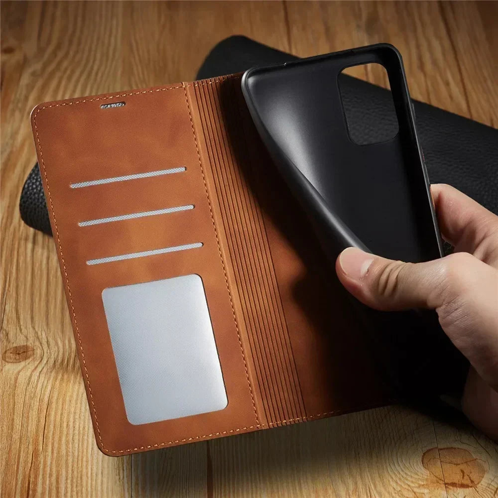 Magnetic Leather Phone Case Folio Wallet Cover with Kickstand for Samsung Galaxy Phones | Thomler