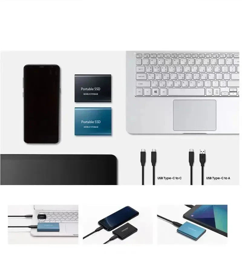 Portable SSD Drive 128GB USB 3.1 Type-C External Solid State Storage for Laptops Computers Mac PC Fast Data Transfer Backup | Thomler